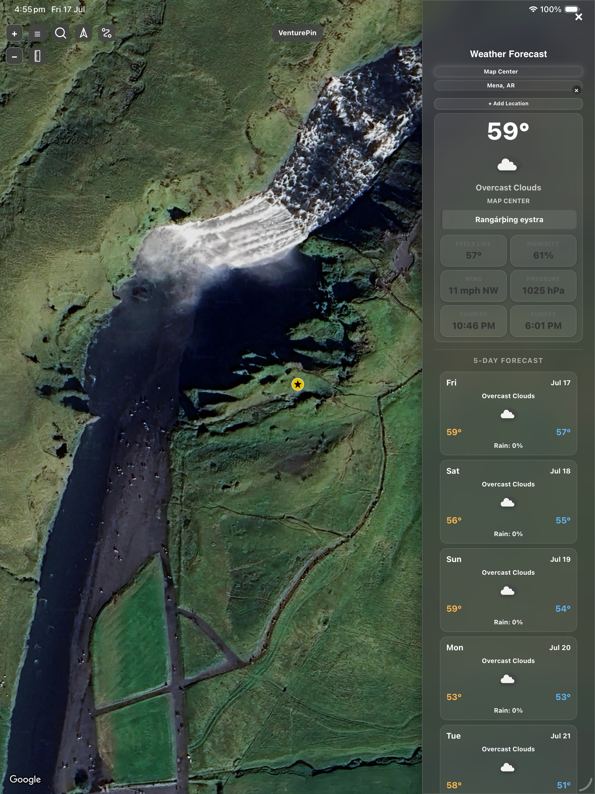 VenturePin Tablet Weather Sidebar